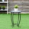 Costway Outdoor Indoor Accent Table,Mosaic Patio Table, Plant Stand Cobalt Blue Color Scheme Garden Steel